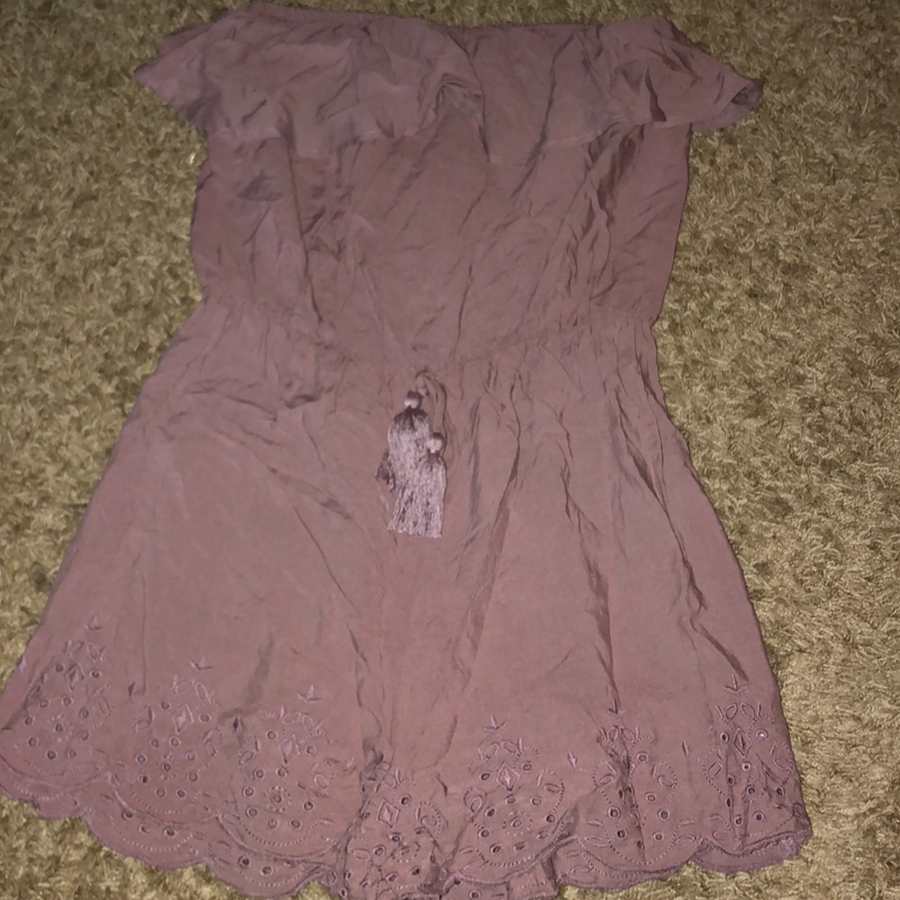 Plum off the shoulder romper